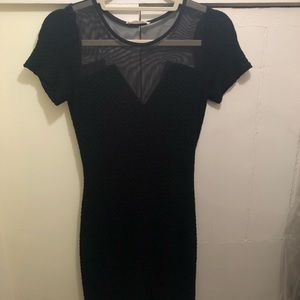 Sexy short sleeve mini dress with net